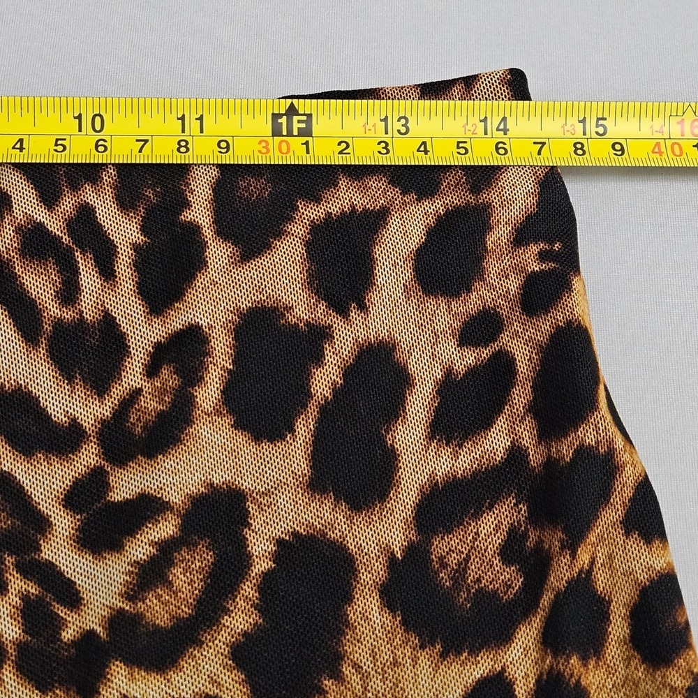 Forever 21 Leopard Print Flare Pants Y2K Indie Grunge Stretch Mesh ClubKidAlt 0X - Picture 6 of 8
